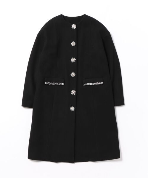 Chesty(チェスティー)の「ビジューウールロングコート(ノーカラーコート・レディース・ブラック/ホワイト・1/0)」の12枚目の写真
