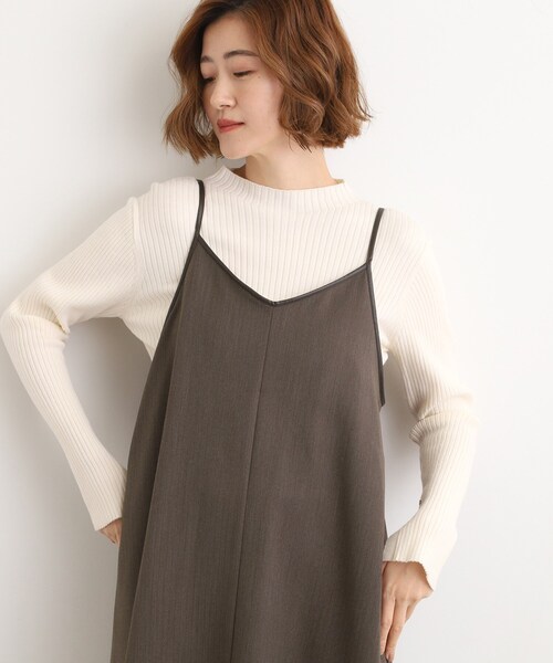 grove(グローブ)の「【体型カバー/レイヤード】へリンボンキャミワンピース(ワンピース・レディース・ブラウン系その他/チャコールグレー・02/03/01/05/04)」の9枚目の写真