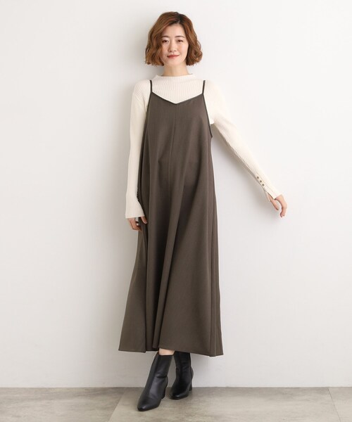 grove(グローブ)の「【体型カバー/レイヤード】へリンボンキャミワンピース(ワンピース・レディース・ブラウン系その他/チャコールグレー・02/03/01/05/04)」の10枚目の写真