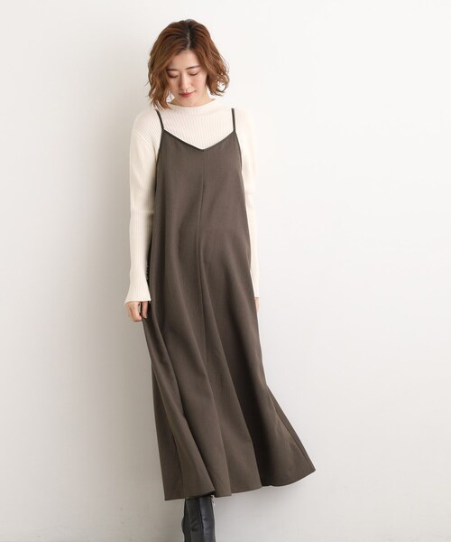 grove(グローブ)の「【体型カバー/レイヤード】へリンボンキャミワンピース(ワンピース・レディース・ブラウン系その他/チャコールグレー・02/03/01/05/04)」の11枚目の写真