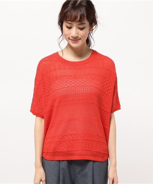 OUTLET（アウトレット）の「【Discoat Petit】スカシ裾ラウンドP/O（ニット/セーター・レディース・レッド系その他・MEDIUM/LARGE）」の3枚目の写真
