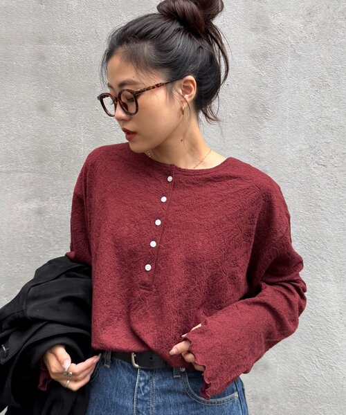 チャオ 2wayシアージャガードレースヘンリーネックTee（Tシャツ/カットソー