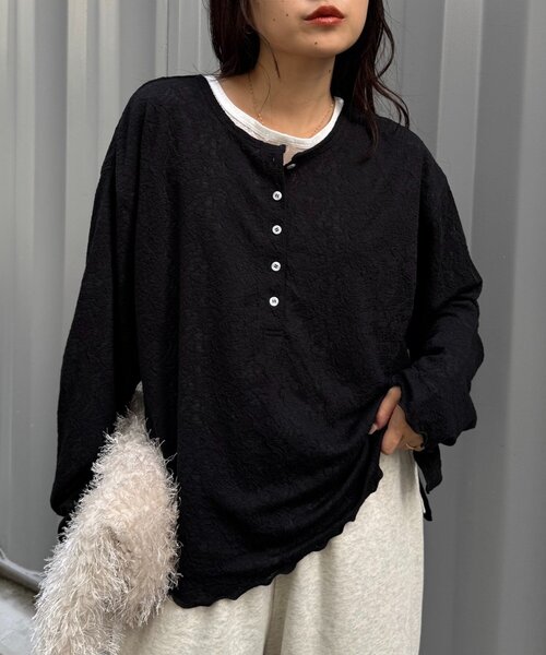 2wayシアージャガードレースヘンリーネックTee（Tシャツ/カットソー