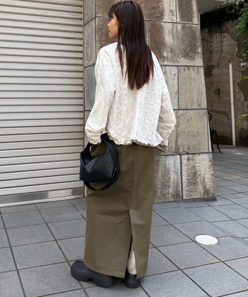 CIAOPANIC TYPY（チャオパニックティピー）の「２wayシアージャガードレースヘンリーネックTee（Tシャツ/カットソー・レディース・バーガンディー/オフホワイト/ブラック・ONE SIZE）」の9枚目の写真