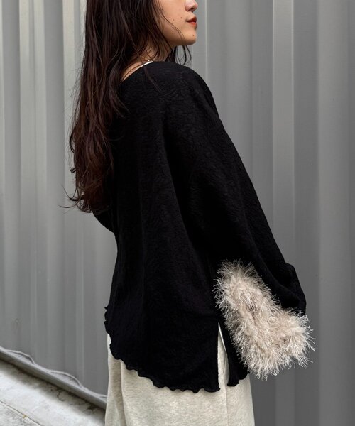 CIAOPANIC TYPY（チャオパニックティピー）の「２wayシアージャガードレースヘンリーネックTee（Tシャツ/カットソー・レディース・バーガンディー/オフホワイト/ブラック・ONE SIZE）」の14枚目の写真