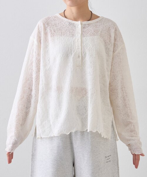 CIAOPANIC TYPY（チャオパニックティピー）の「２wayシアージャガードレースヘンリーネックTee（Tシャツ/カットソー・レディース・バーガンディー/オフホワイト/ブラック・ONE SIZE）」の18枚目の写真