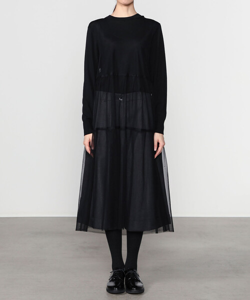 Bshop(ビショップ)の「eunoia | レイヤードメッシュワンピース WOMEN(ワンピース・レディース・ブラック/ホワイト・ONE)」の9枚目の写真