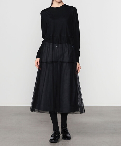 Bshop(ビショップ)の「eunoia | レイヤードメッシュワンピース WOMEN(ワンピース・レディース・ブラック/ホワイト・ONE)」の12枚目の写真