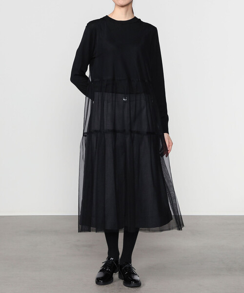 Bshop(ビショップ)の「eunoia | レイヤードメッシュワンピース WOMEN(ワンピース・レディース・ブラック/ホワイト・ONE)」の13枚目の写真