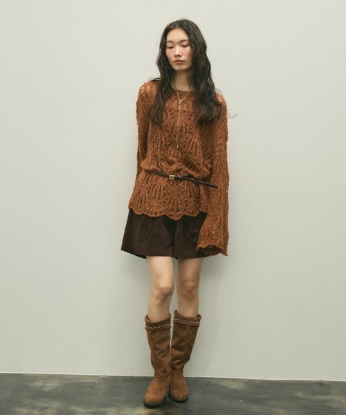 Lutim by u(ルチバイユー)の「Minimal studs 2way long boots / ミニマルスタッズ2wayロングブーツ(ブーツ・レディース・ベージュ/キャメル/ブラック・23.5/24.5)」の5枚目の写真