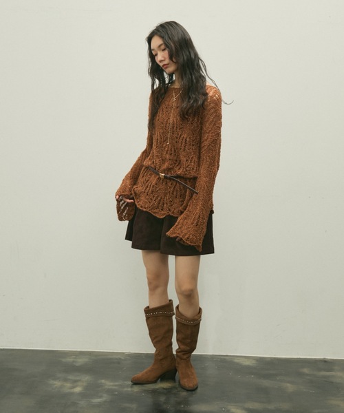 Lutim by u(ルチバイユー)の「Minimal studs 2way long boots / ミニマルスタッズ2wayロングブーツ(ブーツ・レディース・ベージュ/キャメル/ブラック・23.5/24.5)」の9枚目の写真