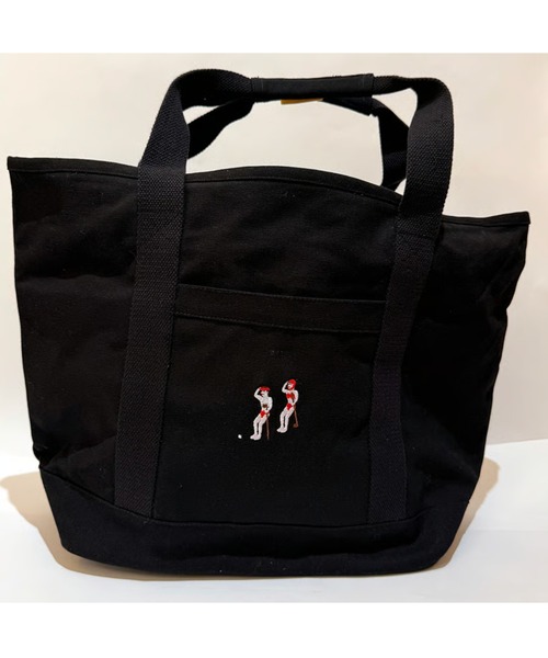 StPT(エスティーピーティー)の「【PKSC/ポンコツスイングクラブ】SWING CLUB ノラリクラリ LOCKER BAG トートバッグ ロッカーバッグ 開口部ジップ付き(トートバッグ・メンズ・アイボリー/ブラック・FREE)」の2枚目の写真