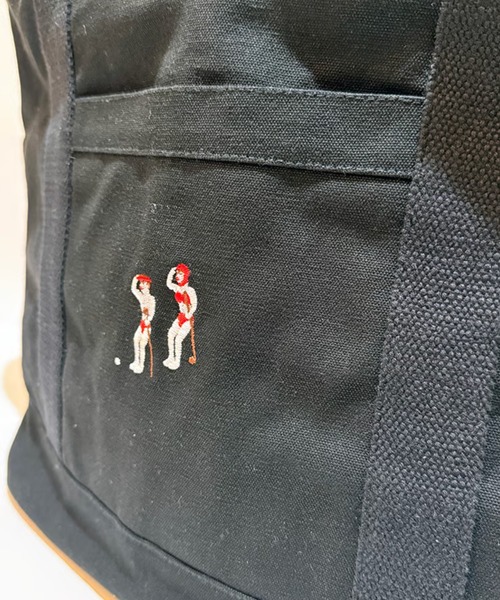 StPT(エスティーピーティー)の「【PKSC/ポンコツスイングクラブ】SWING CLUB ノラリクラリ LOCKER BAG トートバッグ ロッカーバッグ 開口部ジップ付き(トートバッグ・メンズ・アイボリー/ブラック・FREE)」の3枚目の写真