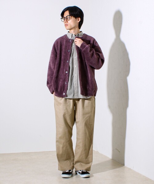 GLOSTER(グロスター)の「モヘヤライク シャギークルーネックカーディガン(カーディガン/ボレロ・メンズ・ブラウン/グレイッシュブルー/ブラック/パープル・S/M/L)」の5枚目の写真