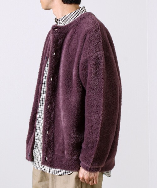 GLOSTER(グロスター)の「モヘヤライク シャギークルーネックカーディガン(カーディガン/ボレロ・メンズ・ブラウン/グレイッシュブルー/ブラック/パープル・S/M/L)」の7枚目の写真