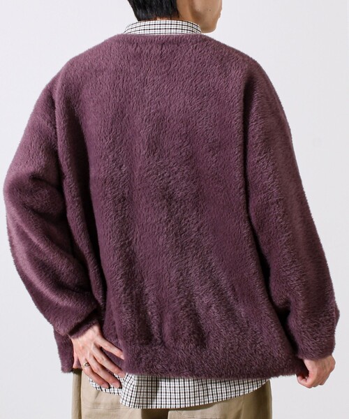 GLOSTER(グロスター)の「モヘヤライク シャギークルーネックカーディガン(カーディガン/ボレロ・メンズ・ブラウン/グレイッシュブルー/ブラック/パープル・S/M/L)」の8枚目の写真