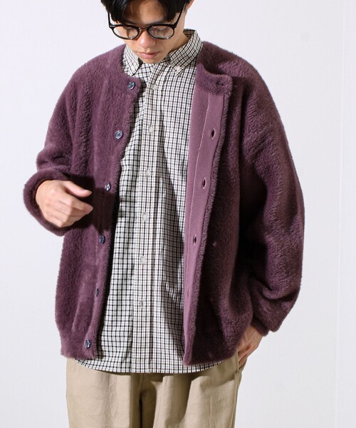 GLOSTER(グロスター)の「モヘヤライク シャギークルーネックカーディガン(カーディガン/ボレロ・メンズ・ブラウン/グレイッシュブルー/ブラック/パープル・S/M/L)」の10枚目の写真