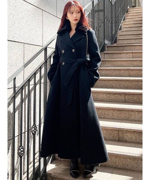 RESEXXY（リゼクシー）の「ショートビーバーウールロングコート（その他アウター・レディース・ブラック/ベージュ・FREE）」の13枚目の写真