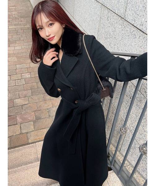 RESEXXY（リゼクシー）の「ショートビーバーウールロングコート（その他アウター・レディース・ブラック/ベージュ・FREE）」の18枚目の写真