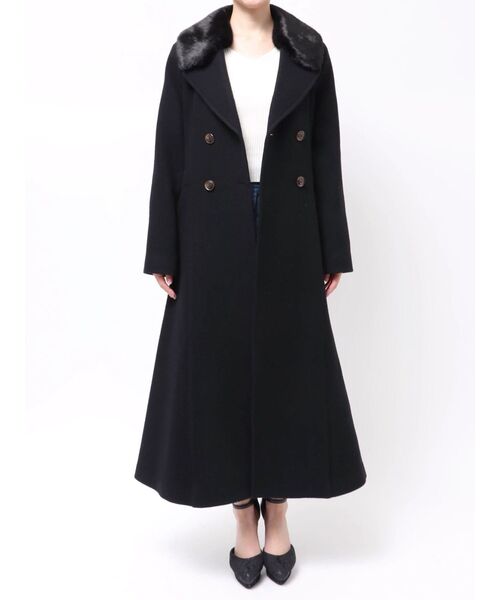 RESEXXY（リゼクシー）の「ショートビーバーウールロングコート（その他アウター・レディース・ブラック/ベージュ・FREE）」の3枚目の写真