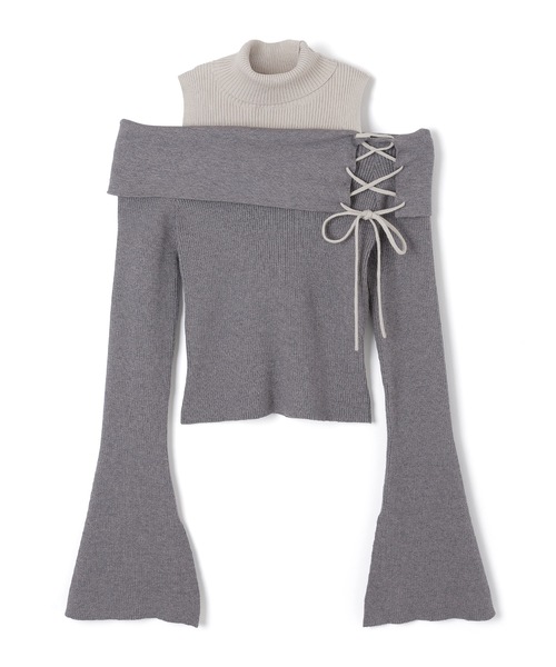 M DOLLY(エムドリー)の「*M DOLLY original* lace up terra knit tops/レースアップテッラニットトップス(ニット/セーター・レディース・ベージュ/グレー・FREE)」の15枚目の写真