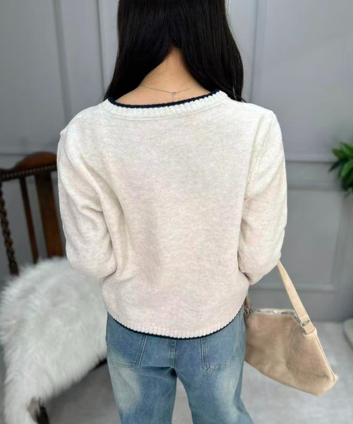 mebole(メボレ)の「Ribbon Front Cardigan(カーディガン/ボレロ・レディース・アイボリー/ブルー/グレー・FREE)」の19枚目の写真