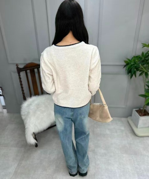 mebole(メボレ)の「Ribbon Front Cardigan(カーディガン/ボレロ・レディース・アイボリー/ブルー/グレー・FREE)」の20枚目の写真