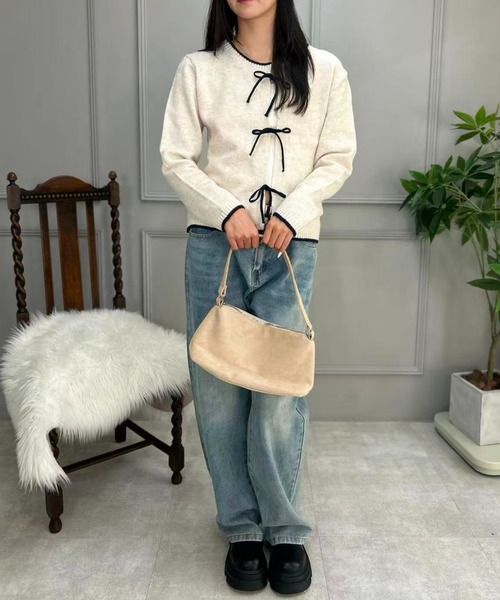 mebole(メボレ)の「Ribbon Front Cardigan(カーディガン/ボレロ・レディース・アイボリー/ブルー/グレー・FREE)」の18枚目の写真