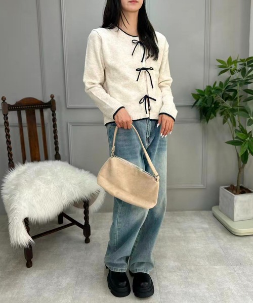 mebole(メボレ)の「Ribbon Front Cardigan(カーディガン/ボレロ・レディース・アイボリー/ブルー/グレー・FREE)」の15枚目の写真