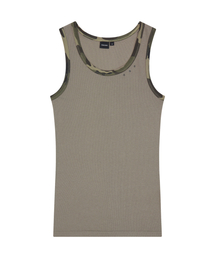 Eyelet Contrast Camo Sleeveless (Beige)