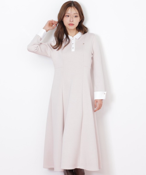 JILL by JILL STUART（ジルバイジルスチュアート）の「◇ポロ衿カットソーフレアワンピース（ワンピース・レディース・グレー/ブラック/ピンク・FREE）」の3枚目の写真