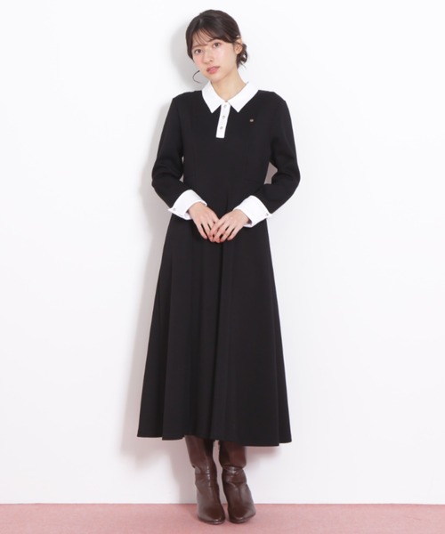 JILL by JILL STUART（ジルバイジルスチュアート）の「◇ポロ衿カットソーフレアワンピース（ワンピース・レディース・グレー/ブラック/ピンク・FREE）」の6枚目の写真