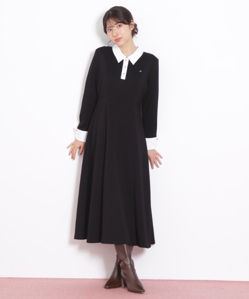 JILL by JILL STUART（ジルバイジルスチュアート）の「◇ポロ衿カットソーフレアワンピース（ワンピース・レディース・グレー/ブラック/ピンク・FREE）」の7枚目の写真