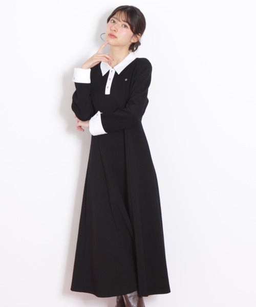 JILL by JILL STUART（ジルバイジルスチュアート）の「◇ポロ衿カットソーフレアワンピース（ワンピース・レディース・グレー/ブラック/ピンク・FREE）」の9枚目の写真