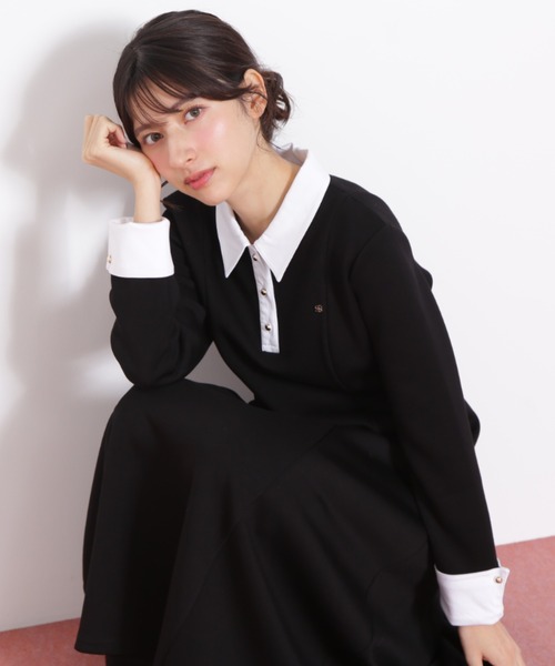 JILL by JILL STUART（ジルバイジルスチュアート）の「◇ポロ衿カットソーフレアワンピース（ワンピース・レディース・グレー/ブラック/ピンク・FREE）」の8枚目の写真