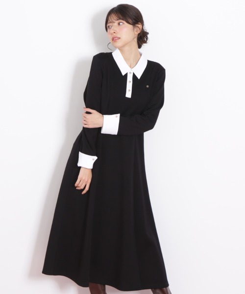 JILL by JILL STUART（ジルバイジルスチュアート）の「◇ポロ衿カットソーフレアワンピース（ワンピース・レディース・グレー/ブラック/ピンク・FREE）」の15枚目の写真