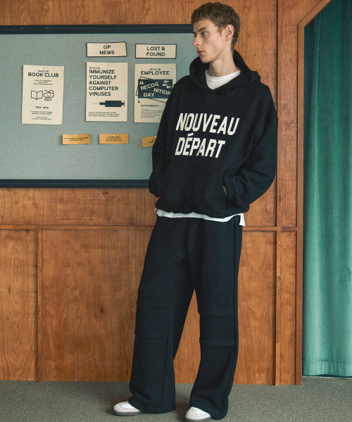 NODU（ノードユー）の「ヌーボーレタリングロゴフードTシャツ[ブラック]（パーカー・メンズ・その他・MEDIUM/LARGE）」の5枚目の写真