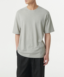 リネンブレンドリラックスクルーネックTシャツ[マッシュルーム]