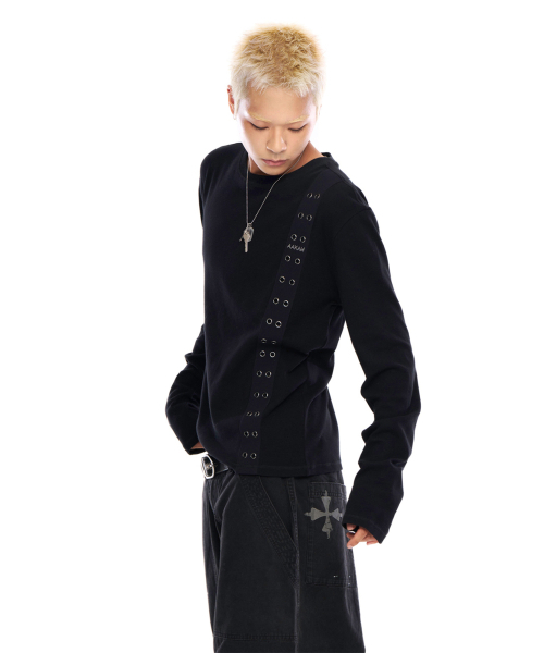 AAKAM(アーカム)の「Side Eyelet Long Sleeve (Black)(Tシャツ/カットソー・レディース・その他・1/2)」の6枚目の写真