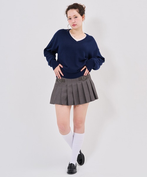 TINA:JOJUN(ティーナジョジュン)の「ベルト付き プリーツ ミニスカート TINA:JOJUN(スカート・レディース・ネイビー/ベージュ/ブラウン系その他・S/M)」の7枚目の写真