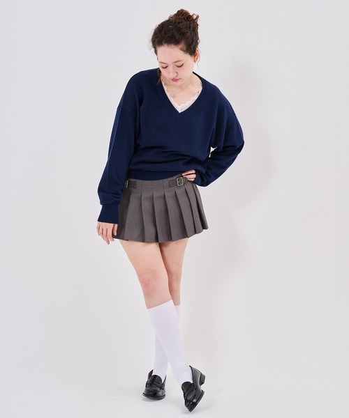 TINA:JOJUN(ティーナジョジュン)の「ベルト付き プリーツ ミニスカート TINA:JOJUN(スカート・レディース・ネイビー/ベージュ/ブラウン系その他・S/M)」の8枚目の写真