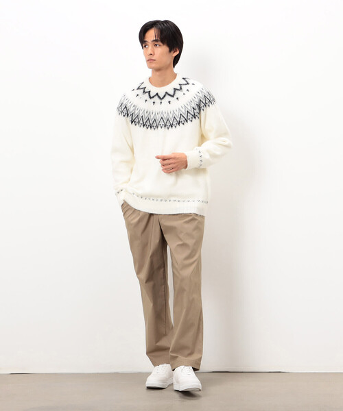 COMME CA ISM(コムサイズム)の「フェアアイル柄 シャギーニット(ニット/セーター・メンズ・ホワイト/ブラック・MEDIUM/LARGE)」の3枚目の写真