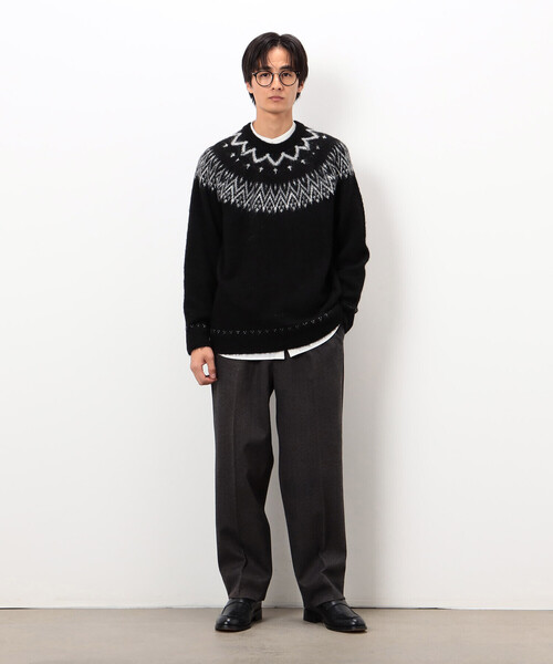 COMME CA ISM(コムサイズム)の「フェアアイル柄 シャギーニット(ニット/セーター・メンズ・ホワイト/ブラック・MEDIUM/LARGE)」の9枚目の写真
