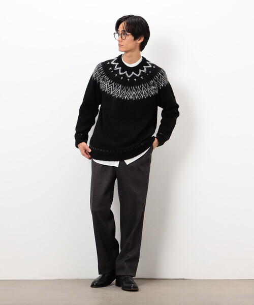 COMME CA ISM(コムサイズム)の「フェアアイル柄 シャギーニット(ニット/セーター・メンズ・ホワイト/ブラック・MEDIUM/LARGE)」の10枚目の写真