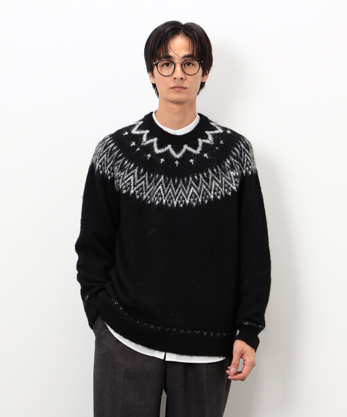COMME CA ISM(コムサイズム)の「フェアアイル柄 シャギーニット(ニット/セーター・メンズ・ホワイト/ブラック・MEDIUM/LARGE)」の11枚目の写真