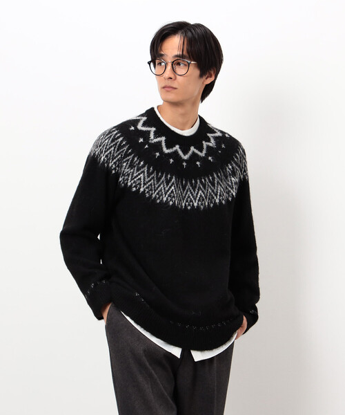 COMME CA ISM(コムサイズム)の「フェアアイル柄 シャギーニット(ニット/セーター・メンズ・ホワイト/ブラック・MEDIUM/LARGE)」の12枚目の写真