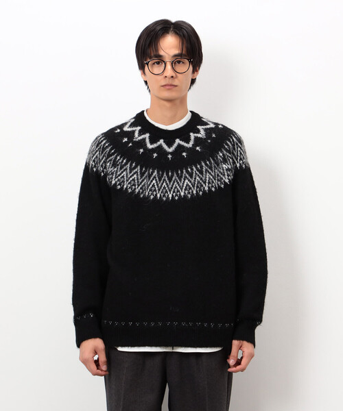 COMME CA ISM(コムサイズム)の「フェアアイル柄 シャギーニット(ニット/セーター・メンズ・ホワイト/ブラック・MEDIUM/LARGE)」の13枚目の写真