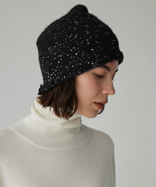 PROVOKE (プロヴォーク)の「【provoke】ラメニットキャップ(ニットキャップ/ビーニー・レディース・ブラウン/ブラック・フリー)」の2枚目の写真