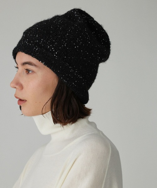 PROVOKE (プロヴォーク)の「【provoke】ラメニットキャップ(ニットキャップ/ビーニー・レディース・ブラウン/ブラック・フリー)」の3枚目の写真