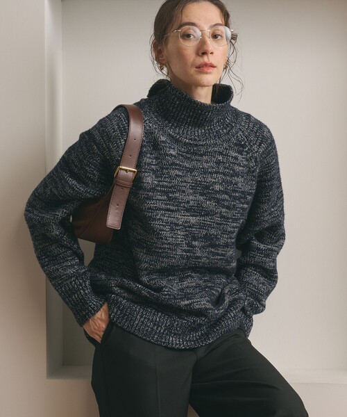 セール】ミックスカラー ラメ タートルネック ニットプルオーバー